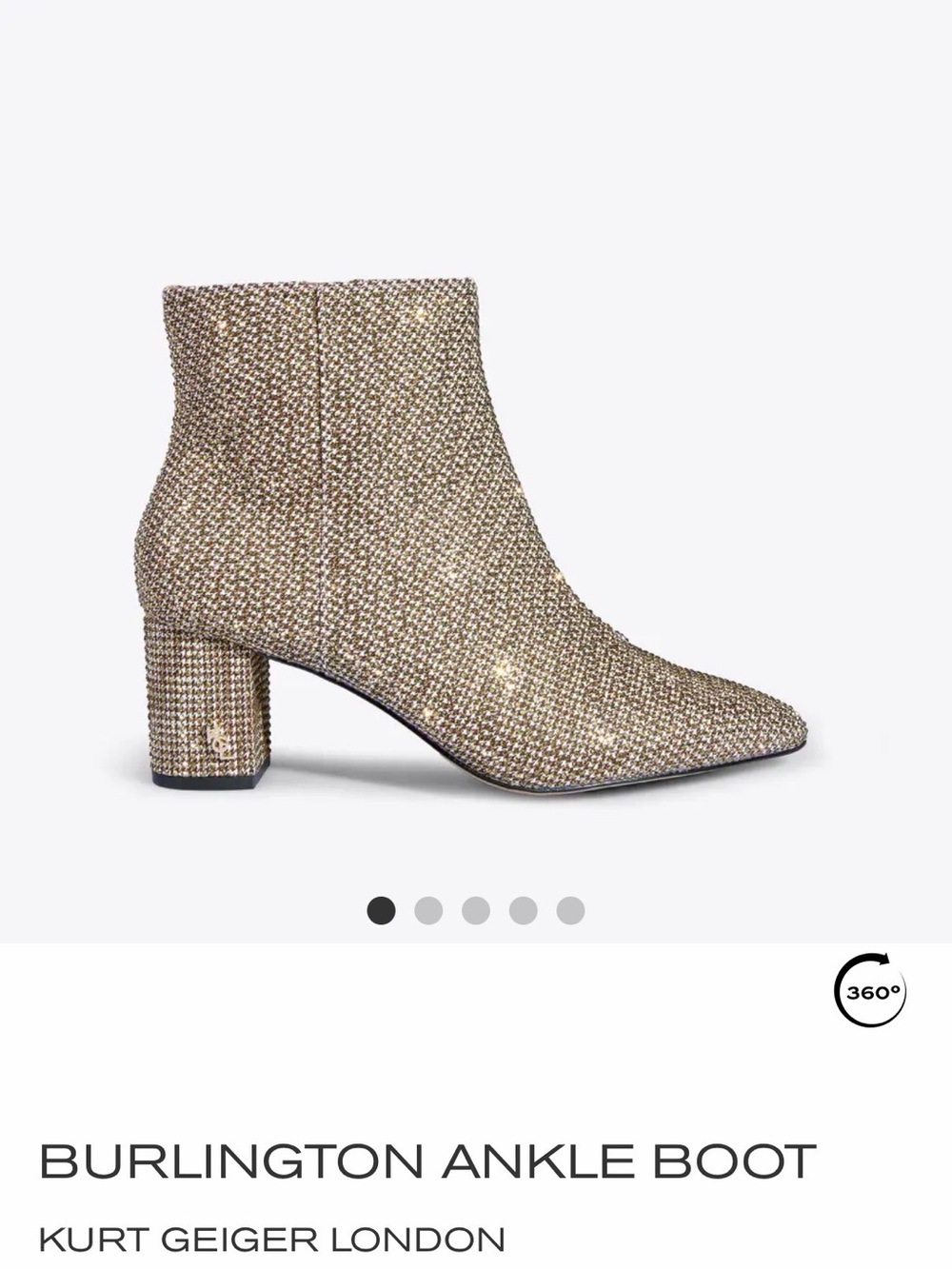 Kurt Geiger Gold Glitter Ankle Boot